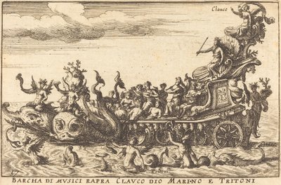 Barco dos músicos de rapra Clauco deus Marino e Tritoni de Balthasar Moncornet after Remigio Cantagallina