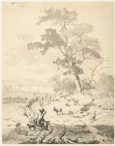 Paisagem com grande árvore de Balthasar Paul Ommeganck
