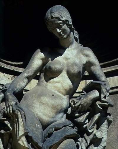 Detalhe de uma escultura de uma ninfa de Balthasar Permoser