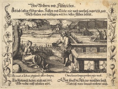 De lagoas e tanques de peixes, ilustração de Petrarca, Glück und Unglück Spiegel, figur..., 1652. de Balthasar Schwan