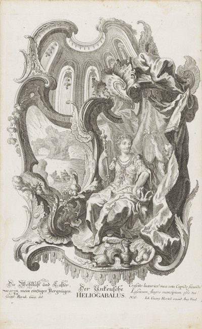 O incasto Heliogabalus
Der unkeusche Heliogabalus (título sobre o objecto)
Números alegóricos (título da série) de Balthasar Sigmund Setletzky