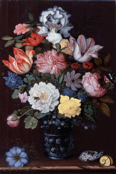 Natureza morta floral com conchas de Balthasar van der Ast