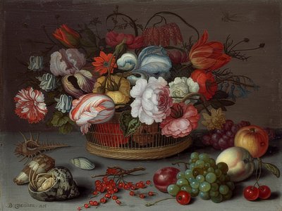 Cesta de flores. Por volta de 1622 de Balthasar van der Ast