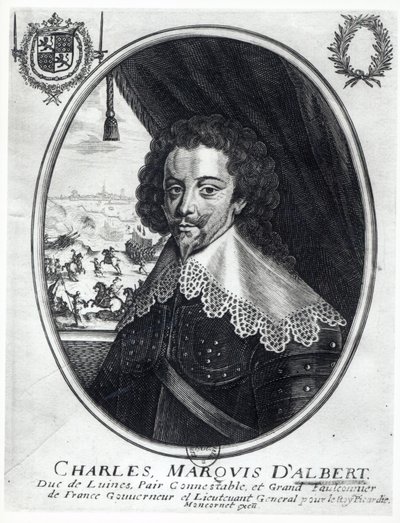 Charles de Luynes (1578-1621) Albert Marquis (gravura) (foto bw) de Balthazar Moncornet