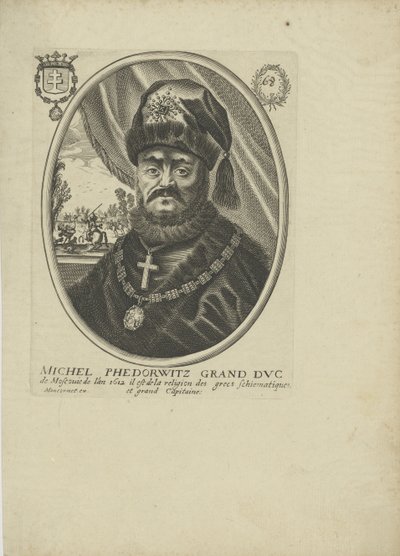 Retrato do czar Michail I Fyodorovich da Rússia 1596-1645, um 1640-1650. de Balthazar Moncornet