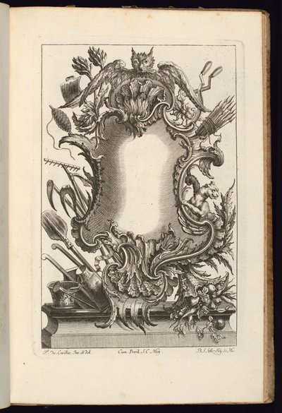 Cartouche with Owl, Book of Irregular Cartouches de Balthazar Sigismond Setlezky
