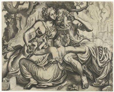Lot e as suas filhas de Balthazar van den Bos