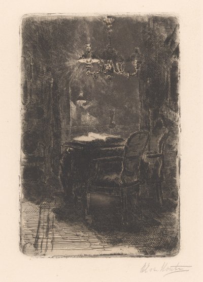 Interior com espelho e mesa com livro aberto de Barbara Elisabeth van Houten (signed by artist)