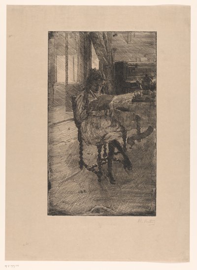 Leitura da jovem mulher de Barbara Elisabeth van Houten (signed by artist)