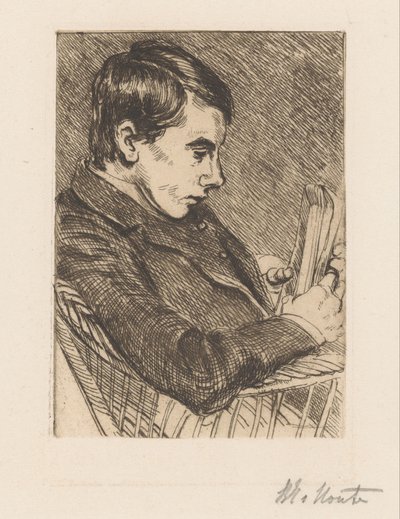 Retrato de H. W. Mouton com livro de Barbara Elisabeth van Houten (signed by artist)