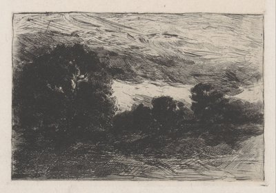 Paisagem com árvores e céu tempestuoso de Barbara Elisabeth van Houten