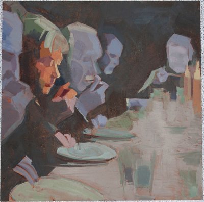 jantar 3, 2009, óleo sobre alumínio de Barbara Hoogeweegen