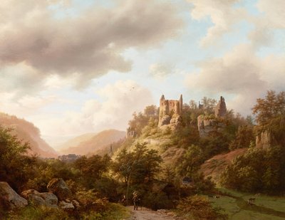 Vista do Castelo de Larochette, 1848. de Barend Cornelis Koekkoek