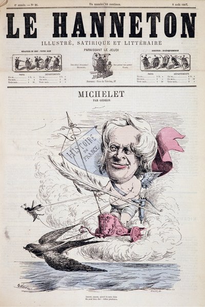 Cartoon Jules Michelet - por Gedeon em "Le Hanneton" 08/08/1867 de Baril Gedeon