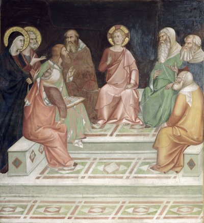 Jesus com os médicos, de uma série de cenas do Novo Testamento (afresco) de Barna da Siena