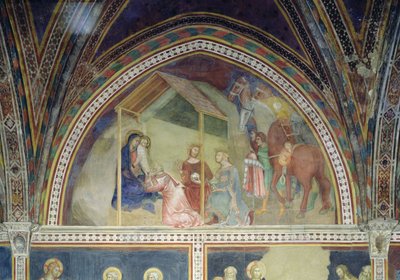 A Adoração dos Magos, de uma série de cenas do Novo Testamento de Barna da Siena