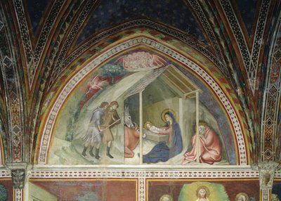 O nascimento de Cristo, de uma série de cenas do Novo Testamento de Barna da Siena