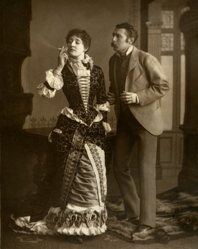 Mary Rorke e Charles Wyndham, atores britânicos, 1882 de Barnes and Bell Brown