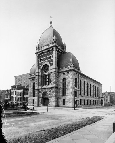 Congregação do Sinai, Chicago, Illinois, EUA, c.1900 (foto a p/b) de Barnes and Crosby