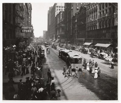 State Street, Chicago, Illinois, EUA, c.1905 (foto a p/b) de Barnes and Crosby