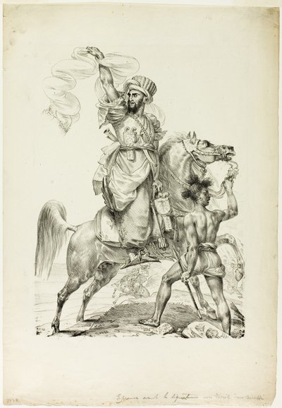 Chefe mameluco montado pedindo ajuda de Baron Antoine Jean Gros
