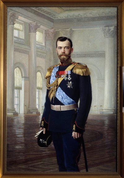 Portrait du tsar de Russie Nicolas II en 1900 (1868-1918) peinture de Ernest Karlovich Liphart (1847-1932) State Open-air Museum Tsarskoye Selo, São Petersburgo. de Baron Ernest Friedrich von Liphart