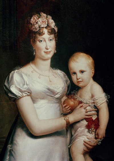 Marie-Louise (1791-1847) de Habsburgo-Lorena e o rei de Roma (1811-1832) (detalhe de 18930) de Baron François Pascal Simon Gérard