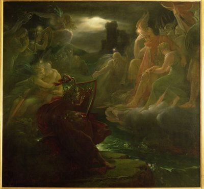 Ossian Conjurando os Espíritos nas Margens do Rio Lora com o Som de sua Harpa, 1801 de Baron François Pascal Simon Gérard
