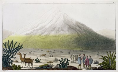 Monte Chimborazo, Equador, de &39;Le Costume Ancien et Moderne&39;, Volume II, prato 3, de Jules Ferrario, gravado por Paolo Fumagalli, publicado c.1820s-30s de Baron Friedrich Alexander von Humboldt