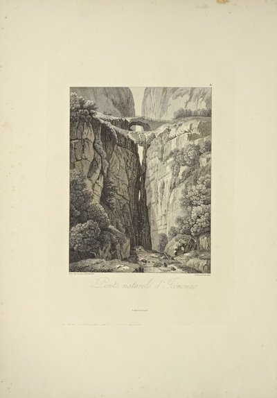 Pontes naturais de Icononzo, ilustração de "Vistas da Cordilheira e Monumens dos Povos Indígenas da América" por Alexander von Humboldt e Aime Bonpland, 1813 de Baron Friedrich Alexander von Humboldt