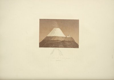 Vulcão de Cotopaxi, desenhado por Gmelin, gravado por Arnold, ilustração de "Vistas da Cordilheira e Monumens dos Povos Indígenas da América" por Alexander von Humboldt e Aime Bonpland, 1813 de Baron Friedrich Alexander von Humboldt