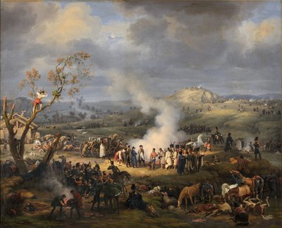 Napoleão com as suas tropas na véspera da batalha de Baron Lejeune Louis-François
