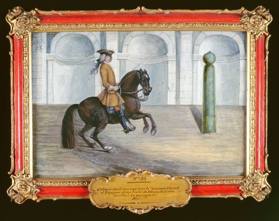 No. 33 Um cavalo espanhol da Escola de Equitação Espanhola que executa um movimento de adestramento (wc em papel) de Baron Reis Eisenberg