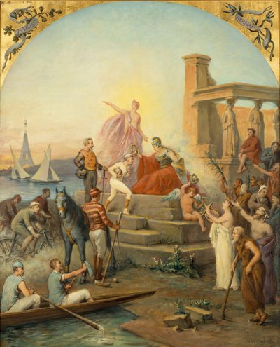 Alegoria dos Esportes, 1896 de Baron de Coubertin Frédy Charles Louis