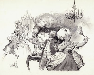 Cabeleiras em chamas (guache sobre papel) de Barrie Linklater