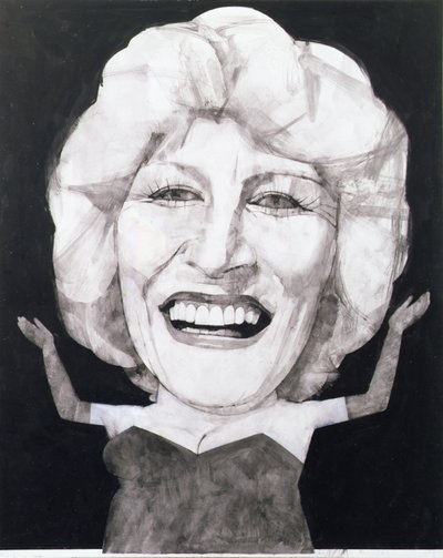 Portrait of Faith Brown, anos 70 (guache a bordo) de Barry Fantoni