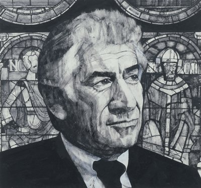 Retrato de Leonard Bernstein, ilustração para o The Sunday Times, de 1970 (guache a bordo) de Barry Fantoni