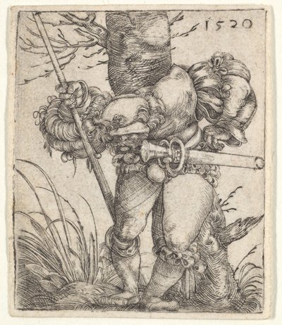Soldado dobrado encostado a uma árvore, 1520. de Barthel Beham