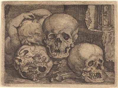 Criança com três crânios de Barthel Beham