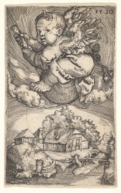 Gênio em um globo flutuando no ar, meados do século XVII. de Barthel Beham