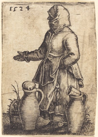 Mulher camponesa com dois jarros de Barthel Beham