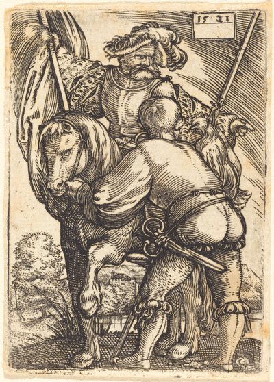 Cavalgando Porta-estandarte e Soldado de Infantaria de Barthel Beham