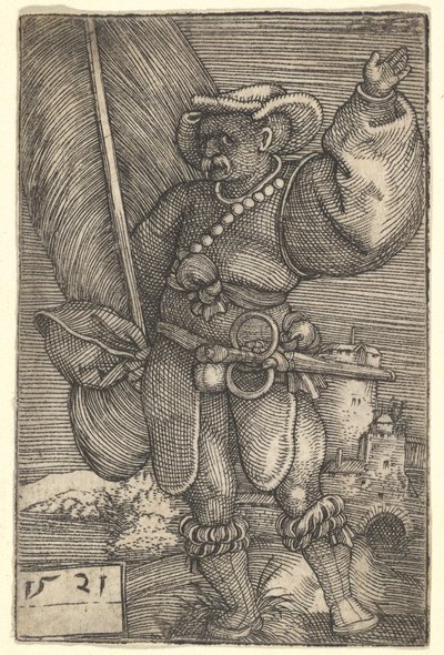 Porta-estandarte com mão esquerda levantada, início do século XVI. de Barthel Beham