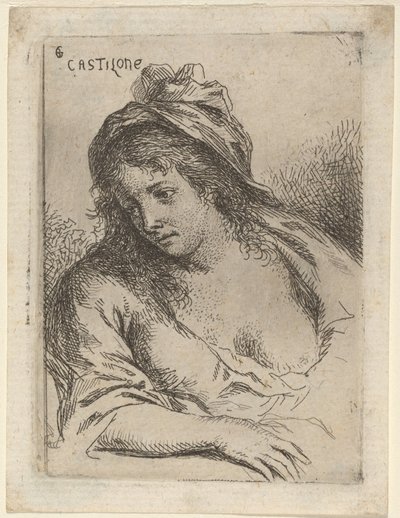 Figura de meio comprimento de uma mulher olhando para o lado de Bartholomäus Ignaz Weiss