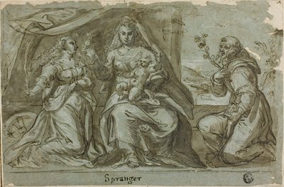 Madonna e Criança com Santos Catherine e Dominic de Bartholomaeus Spranger