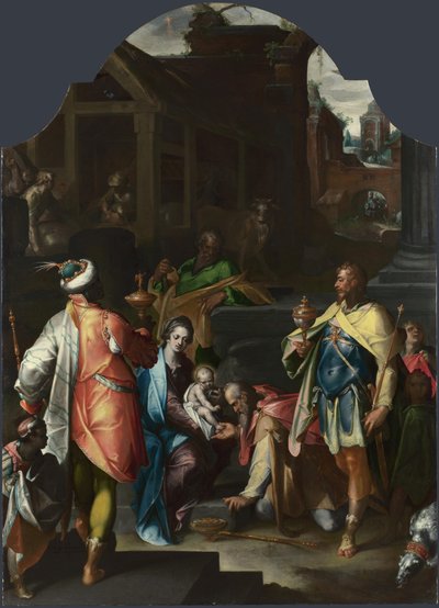 A adoração dos reis, ca 1595 de Bartholomaeus Spranger