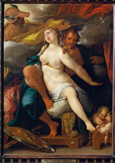 Vénus e Marte, avisados por Mercúrio de Bartholomaeus Spranger