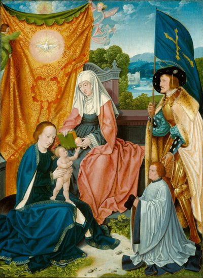 Virgem e Menino com Santa Ana, São Gereão e um Doador, c.1520 (óleo sobre painel) de Bartholomaeus the Elder Bruyn