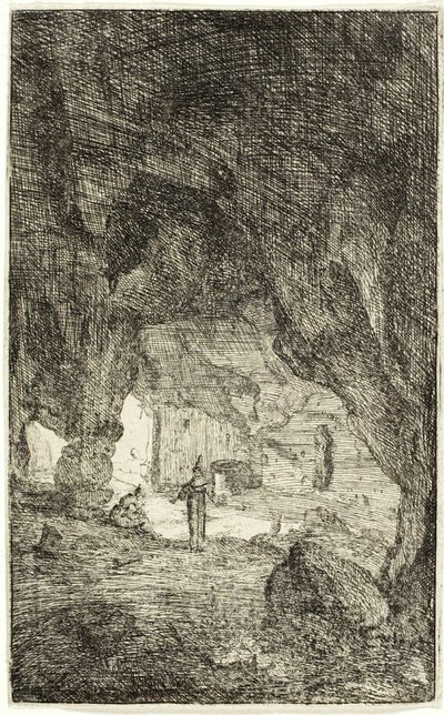 Gruta e Frades, de As Ruínas de Roma de Bartholomeus Breenbergh