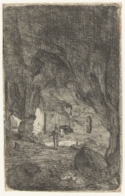Interior de uma caverna A caverna em Valmontane. Ruínas romanas (título da série) Verscheyden entrou no prédio dilapidado Soo como buyten Romen (título da série) de Bartholomeus Breenbergh